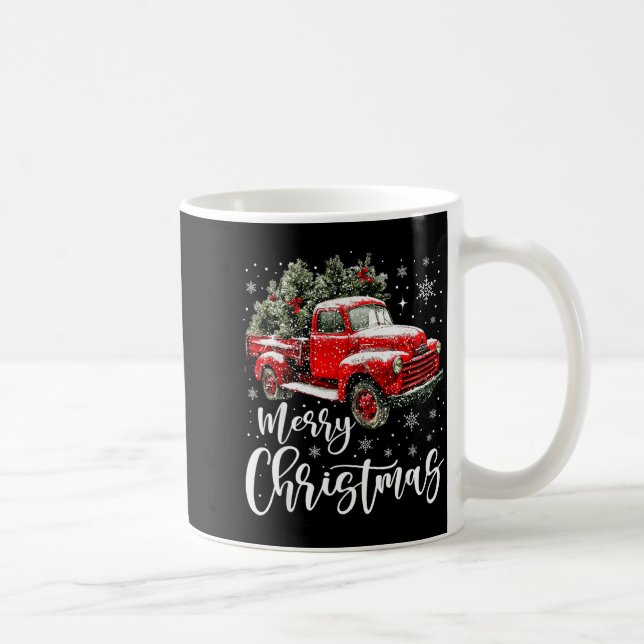 Merry Christmas Red Truck Family Matching Christma Kaffeetasse (Rechts)