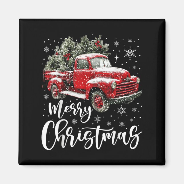 Merry Christmas Red Truck Family Matching Christma Magnet (Vorne)