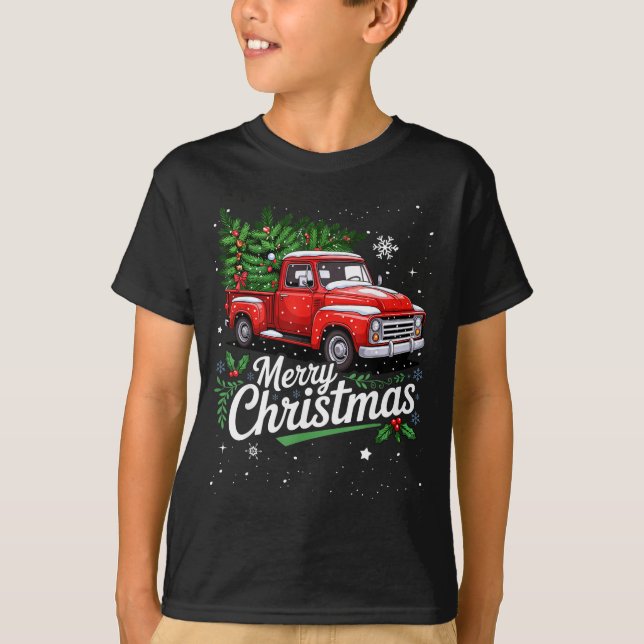 Merry Christmas Red Truck Family Matching Christma T-Shirt (Vorderseite)