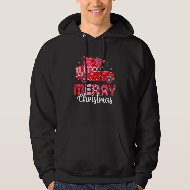 Merry Christmas Red Truck With Tree Xmas PJ costum Hoodie (Vorderseite)