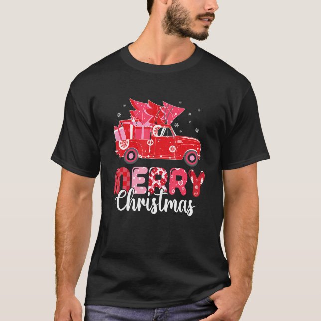 Merry Christmas Red Truck With Tree Xmas PJ costum T-Shirt (Vorderseite)