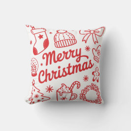 Merry Christmas Red & White Holiday Throw Pillow Kissen