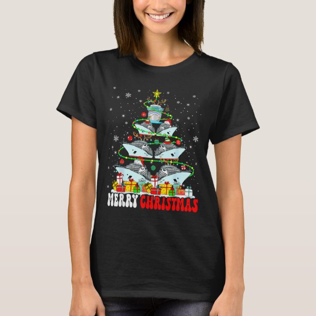 Merry Christmas Reindeer Elf Santa Cruise Ships Xm T-Shirt (Vorderseite)