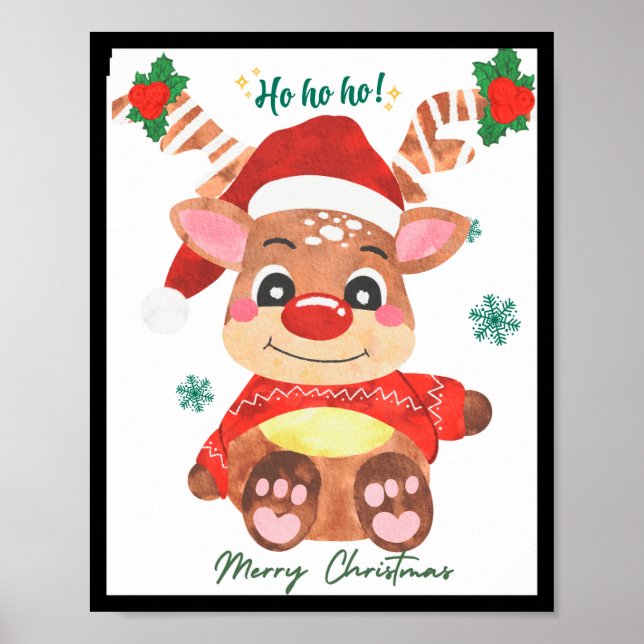 Merry Christmas Reindeer Festive Fun Toddler  Poster (Vorne)