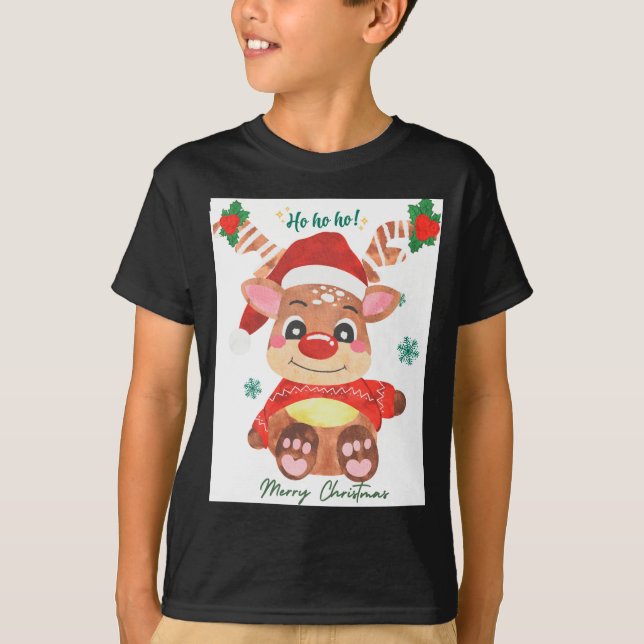 Merry Christmas Reindeer Festive Fun Toddler  T-Shirt (Vorderseite)