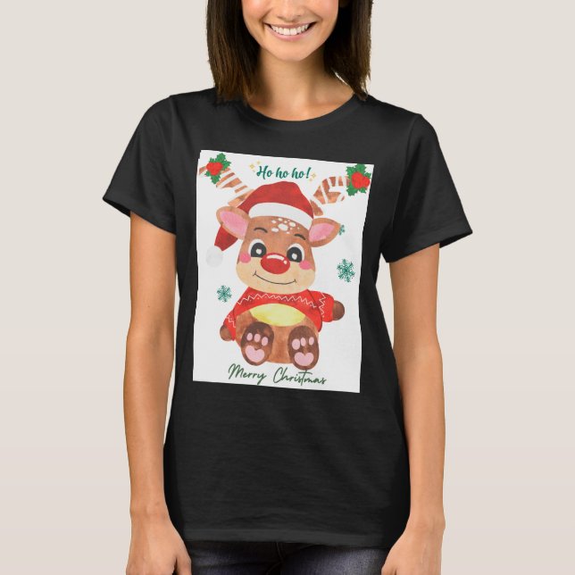 Merry Christmas Reindeer Festive Fun Toddler  T-Shirt (Vorderseite)