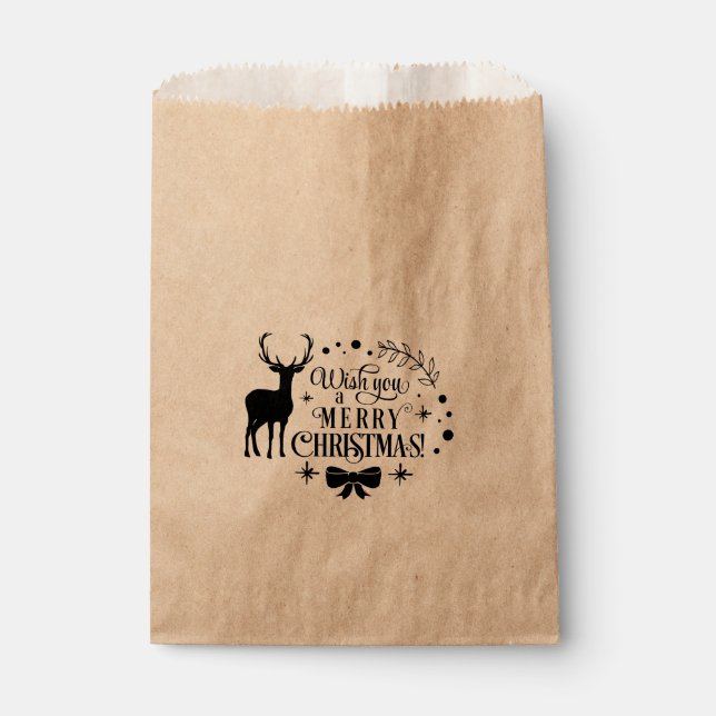 MERRY CHRISTMAS Reindeer Holiday Favor Leckerei Geschenktütchen (Vorderseite)