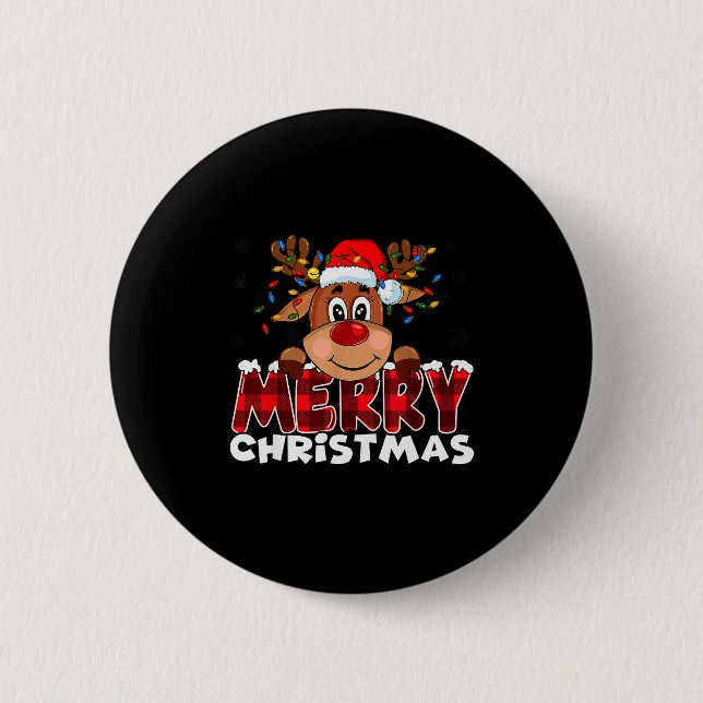 Merry Christmas Reindeer Men Women Family Matching Button (Vorderseite)