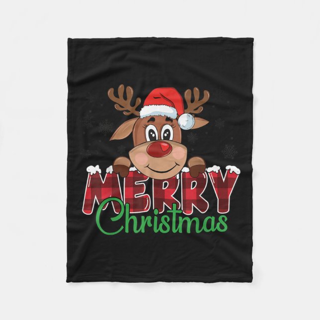 Merry Christmas Reindeer Men Women Family Matching Fleecedecke (Vorderseite)