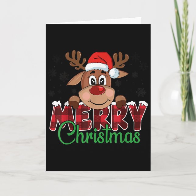 Merry Christmas Reindeer Men Women Family Matching Karte (Vorderseite)