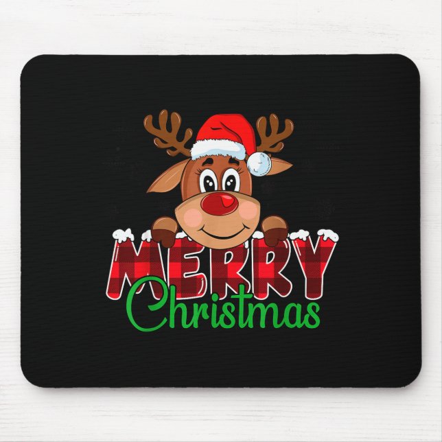 Merry Christmas Reindeer Men Women Family Matching Mousepad (Vorne)