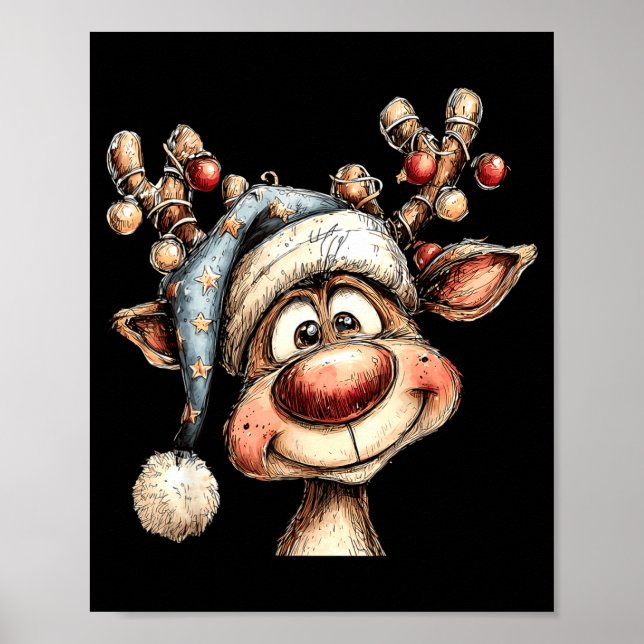 Merry Christmas Reindeer Men Women Family Matching Poster (Vorne)