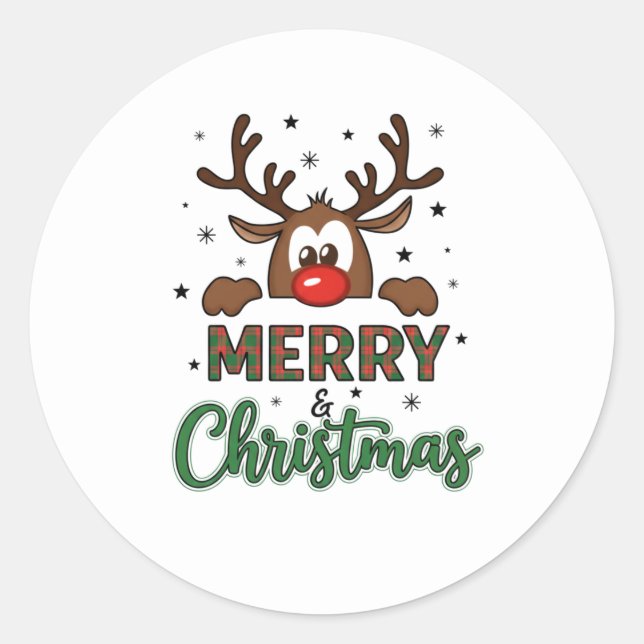 Merry Christmas Reindeer Sticker (Vorderseite)