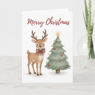 Merry Christmas Reindeer with Christmas Tree Karte