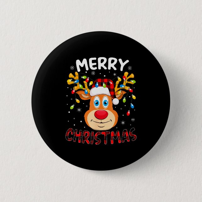 Merry Christmas Reindeer Xmas Family Men Women Kid Button (Vorderseite)