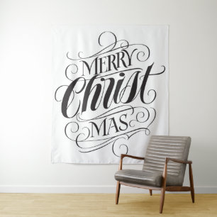 Merry CHRISTmas Religious Calligraphy Script Wandteppich