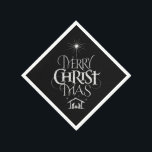 Merry CHRISTmas Religious Chalkboard Calligrafy Serviette<br><div class="desc">Merry CHRISTmas Religious Chalkboard Kalligraphie Wir sagen "Frohe Weihnachten" die ganze Zeit, aber oft vergessen, den Ursprung der Worte. Diese Kunst zeigt originelle Handschriften, die in ihrem einzigartigen Design die Geschichte von Weihnachten erzählt, einfach und elegant im modischen Chalkboard-Look. Zeigen Sie Familie und Freunden Ihren CHRISTmas-Geist, wenn sie zu Weihnachten...</div>