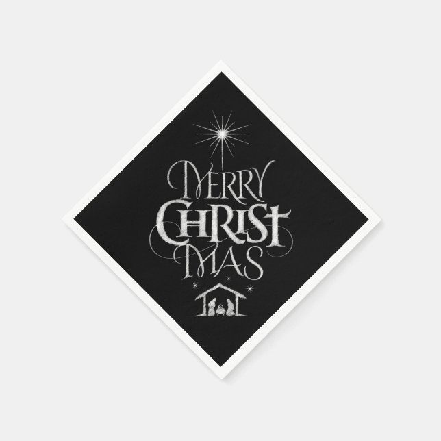 Merry CHRISTmas Religious Chalkboard Calligrafy Serviette (Ecke)