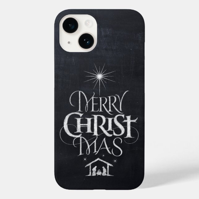 Merry CHRISTmas Religious Chalkboard Calligraphy C Case-Mate iPhone Hülle (Rückseite)