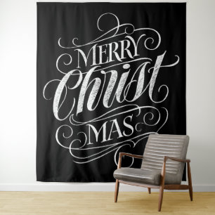 Merry CHRISTmas Religious Chalkboard Chalk Wandteppich