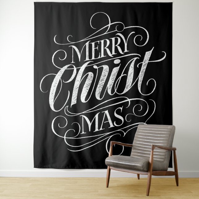 Merry CHRISTmas Religious Chalkboard Chalk Wandteppich (Beispiel)