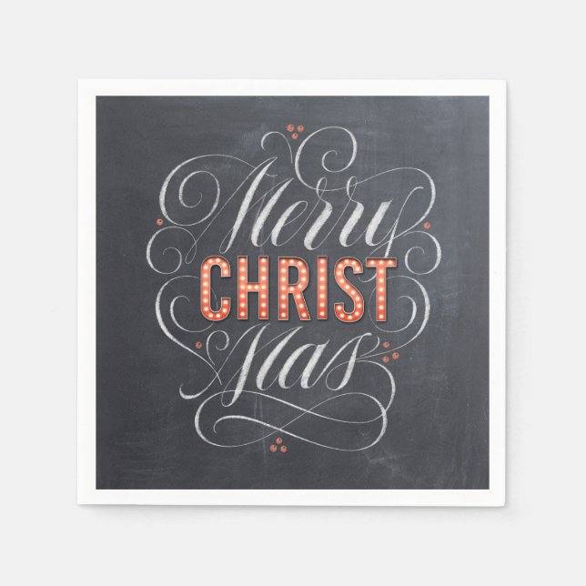 Merry CHRISTmas Religious Marquee Chalkboard Chalk Serviette (Vorderseite)