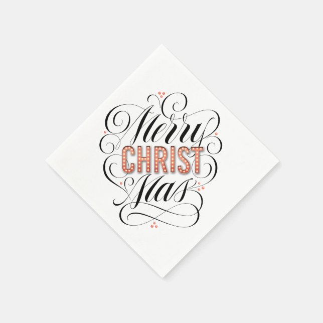 Merry CHRISTmas Religious Marquee Sign Calligraphy Serviette (Ecke)