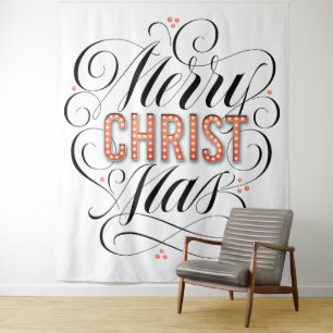 Merry CHRISTmas Religious Marquee Sign Calligraphy Wandteppich
