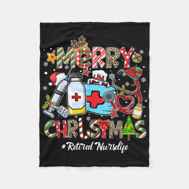 Merry Christmas Retired Nurse Life Men Women Xmas  Fleecedecke (Vorderseite)