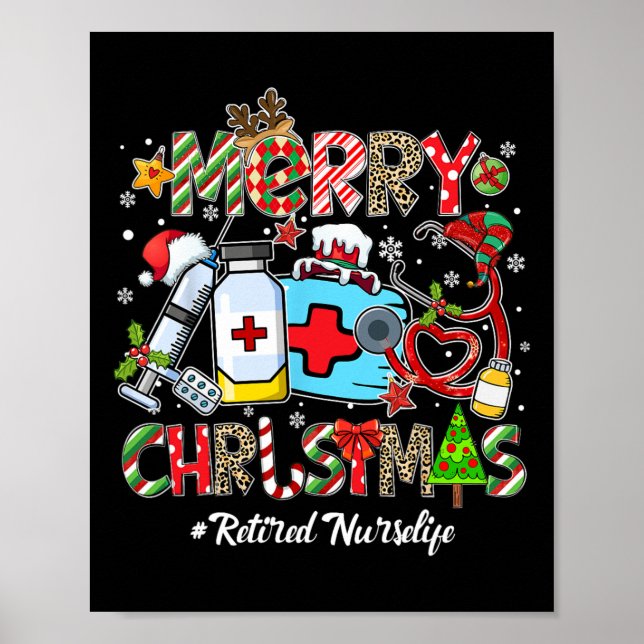 Merry Christmas Retired Nurse Life Men Women Xmas  Poster (Vorne)