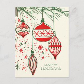Merry Christmas | Retro Hand Drawn  Ornaments Holi Feiertagspostkarte