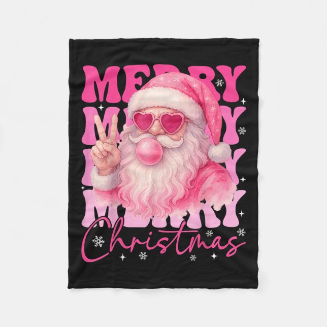 Merry Christmas Retro Nk Santa Bubblegum Xmas Holi Fleecedecke (Vorderseite)