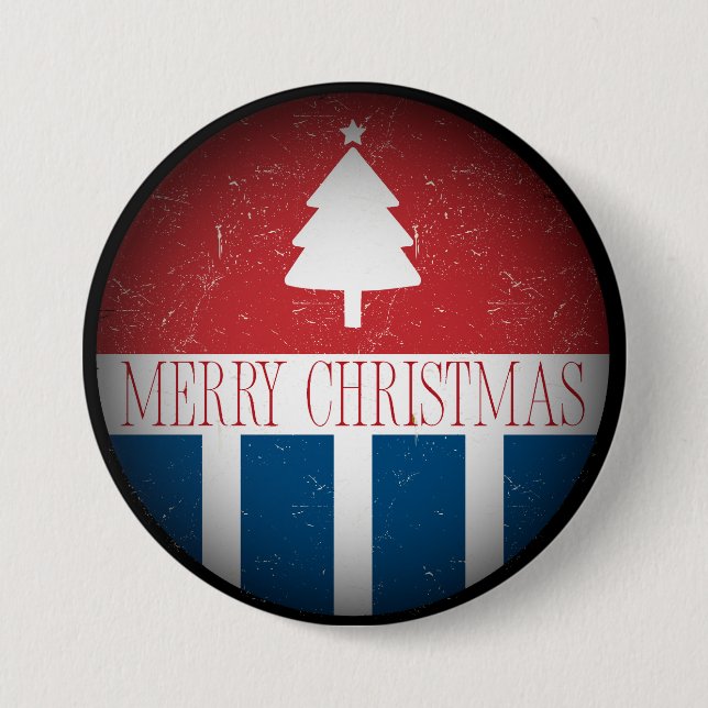 Merry Christmas Retro Patriotic  Button (Vorderseite)