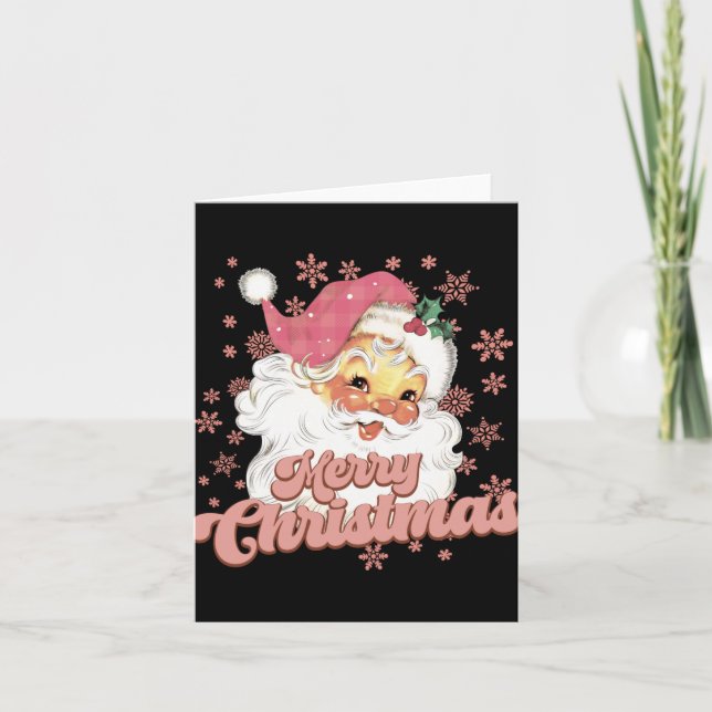 Merry Christmas Retro Tygraphy Santa Nk Hat T Shir Karte (Vorderseite)