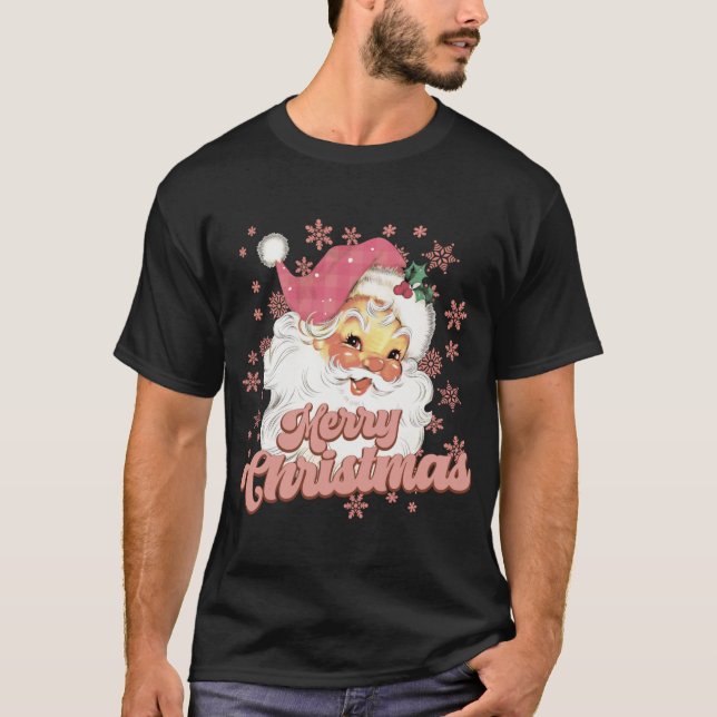 Merry Christmas Retro Tygraphy Santa Nk Hat T Shir T-Shirt (Vorderseite)