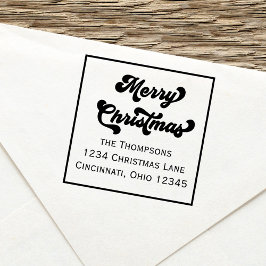 Merry Christmas Return Address Retro Typography Permastempel