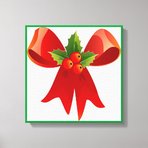"MERRY CHRISTMAS" RIBBON BOW LEINWANDDRUCK