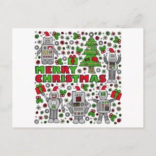 Merry Christmas Robots Feiertagspostkarte