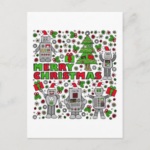 Merry Christmas Robots Feiertagspostkarte
