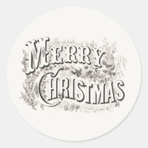 MERRY CHRISTMAS ROUND INDIVIDUELLE NAME STICKER
