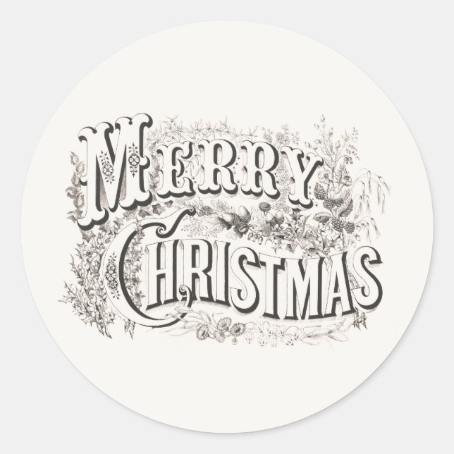 MERRY CHRISTMAS ROUND INDIVIDUELLE NAME STICKER (Vorderseite)