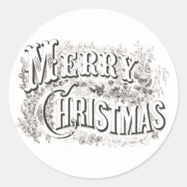 MERRY CHRISTMAS ROUND INDIVIDUELLE NAME STICKER