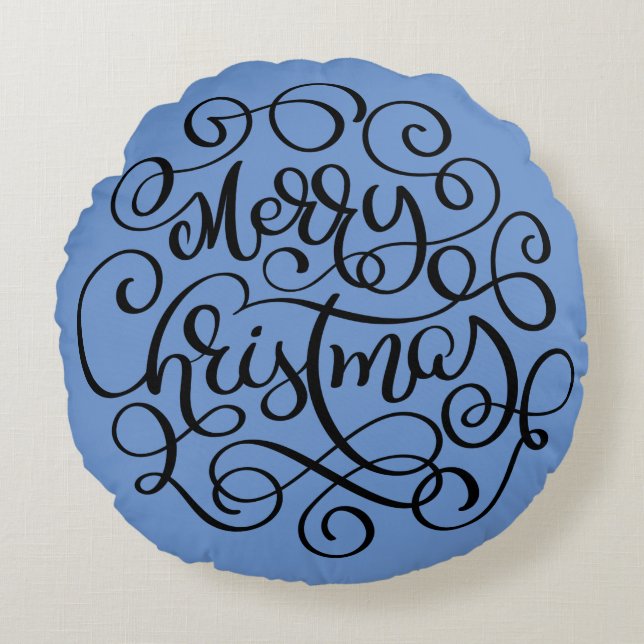 MERRY CHRISTMAS RUNDES KISSEN (Vorderseite)
