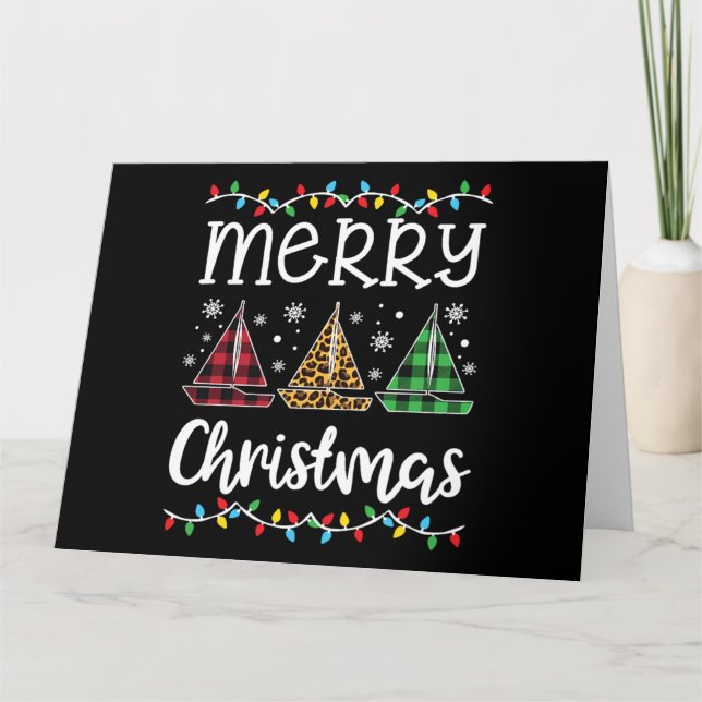 Merry Christmas Sailboat Sailing Lover Xmas Gift Karte (Vorderseite)