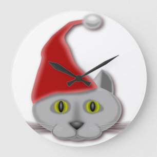 "MERRY CHRISTMAS" SANTA CAT GROßE WANDUHR