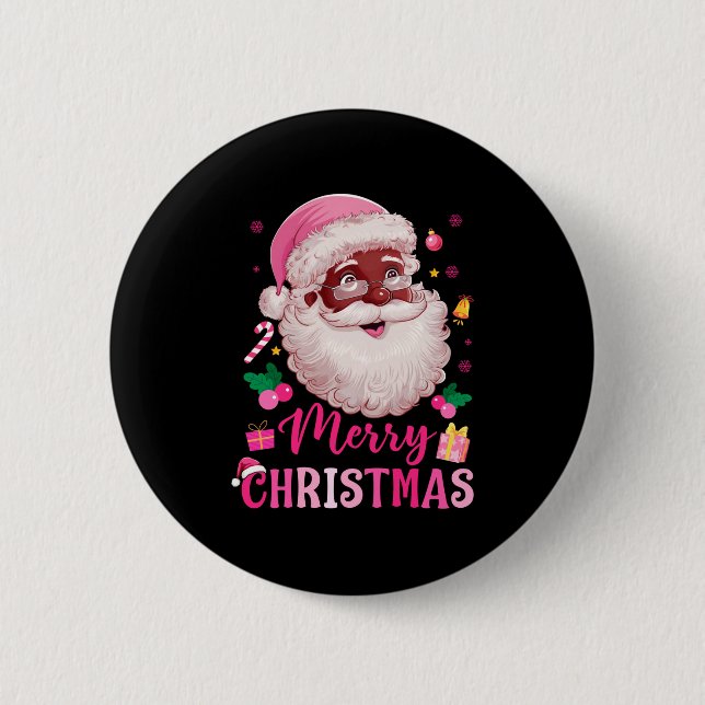 Merry Christmas Santa Claus Black Afro African Ame Button (Vorderseite)