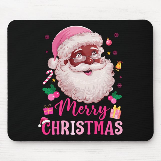 Merry Christmas Santa Claus Black Afro African Ame Mousepad (Vorne)