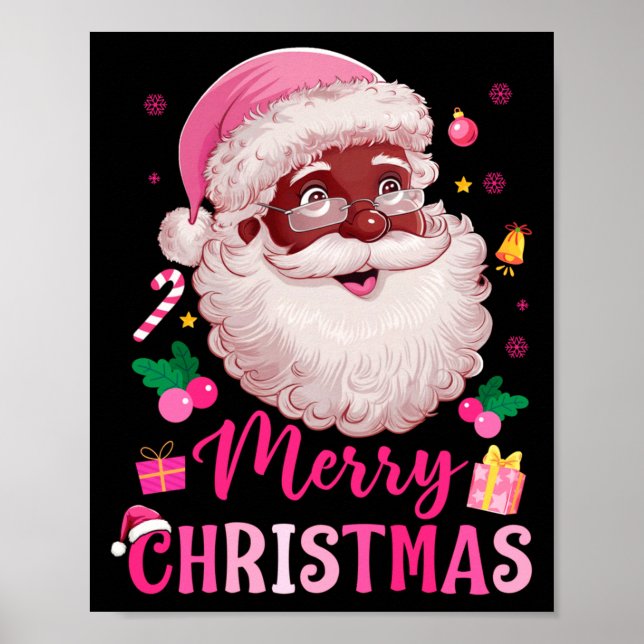 Merry Christmas Santa Claus Black Afro African Ame Poster (Vorne)
