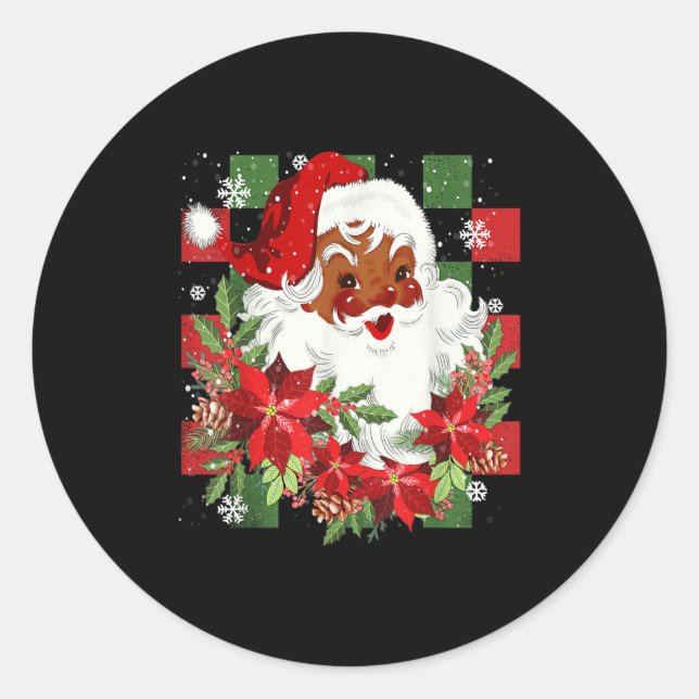 Merry Christmas Santa Claus Black Afro African Ame Runder Aufkleber (Vorderseite)