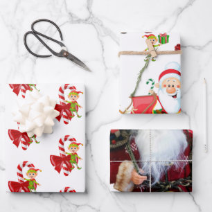 Merry Christmas Santa Claus Elf Geschenkpapier Set